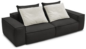 Fekete bőrutánzat kanapé 260 cm Boheme – Bobochic Paris