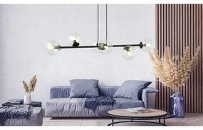 Csillár zsinóron ROSSI 6xE14/10W/230V fekete/átlátszó