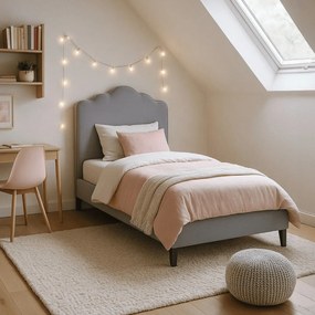 Ágy 90x200 cm méretben, szürke színben, velúr kárpittal CRATER