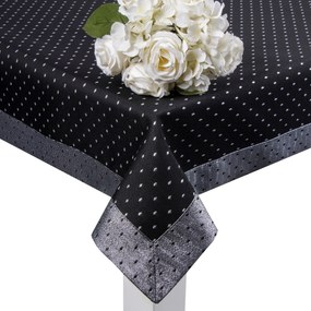 Abrosz dekoratív Kockás Lux asztalterítő 240x140 cm, fekete-ezüst