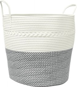 vidaXL szürke-fehér pamut tárolókosár Ø43 x 38 cm