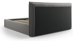 Szürke kárpitozott ágyneműtartós franciaágy ágyráccsal 180x200 cm Elio – Milo Casa