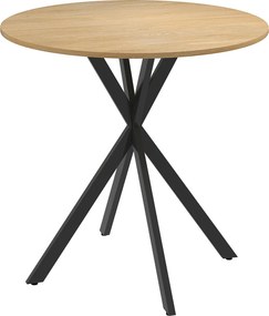 Kerek konyhaasztal, 80 cm, kompakt asztallap, forgácslap, fém, fehér tölgy fekete