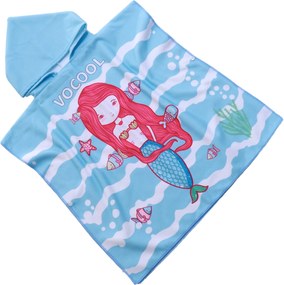 Gyermek poncsó OCEAN GIRL világoskék 60x120 cm