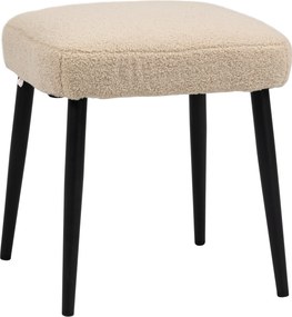 HOMCOM Puff, Négyzetes Díszpárna Puff, Lábpihenő, Kasmírszerű Anyag, Acél Lábbal, Nappaliba és Hálószobába, Bézs, 42 x 42 x 43 cm | Aosom