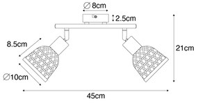 Keleti spotlámpa fekete bambusszal 2-lámpás - Rayan