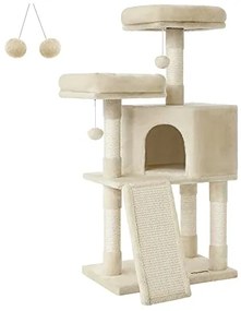 Macska kaparófa, 115 cm macskalakás kaparó rámpával, bézs