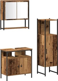 vidaXL Fürdőszoba bútor szett polcokkal tárolóval 3 pcs Barna Faanyag
