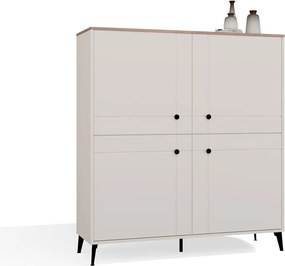 POINT 4S komód 123.5x40x135.5 cm, kasmír, fekete lábakkal, tölgy komód fedlappal