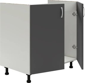 Benita 2 ajtós Alsó konyhaszekrény Antracit-Fehér 80x50x80 cm