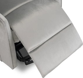 FOTEL COLTON Szary Welurowy z Funkcją Wstawania