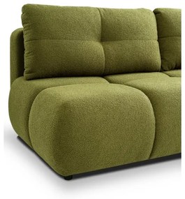 NUORO zöld, kihúzható háromszemélyes kanapé tárolórésszel