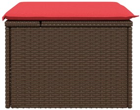 Kerti Puff Térkező Párnával Barna 55x55x37 cm Poli Rattan