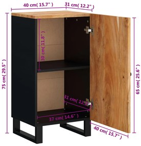 tömör akácfa tálalószekrény ajtóval 40x31x75 cm