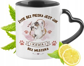 Kutya Bögre Fekete Szív Alakú Füllel Ajándék