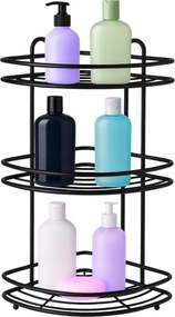 Fekete Sarok Zuhanypolc Háromszintes Matt Acél