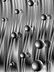 Flizelin fotótapéta Fekete gömbök absztrakt szürke háttérrel 206x275 +ragasztó