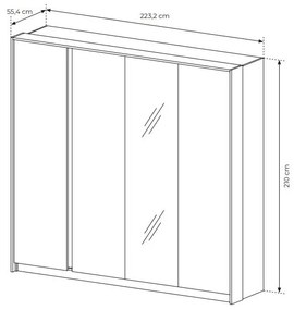 Ruhásszekrény Danton 220 (tükörrel) (bézs). 1071333