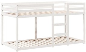 fehér tömör fenyőfa ágy emelettel és tetővel 90 x 190 cm