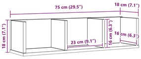 CD Falipolc Fekete Tölgy 75x18x18 cm Mérnöki Fa