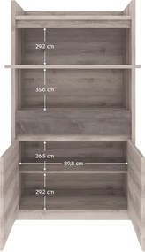 Alacsony vitrin 2D1W1S, nairobi gesztenye/onix, JESI NEW