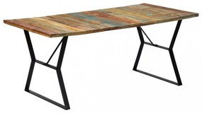 Tömör újrahasznosított fa étkezőasztal 180 x 90 x 76 cm