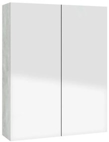 betonszürke MDF tükrös fürdőszobaszekrény 60 x 15 x 75 cm