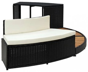 fekete polyrattan és akácfa pezsgőfürdőkeret