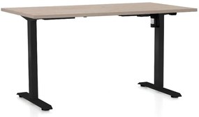 Állítható magasságú asztal OfficeTech A, 140 x 80 cm, fekete alap, tölgy
