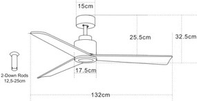 Zambelis 19136-B - Mennyezeti ventilátor + távirányítás