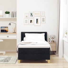 Boxspring Ágy Matraccal, fekete színben, 90 x 190 cm, szövet
