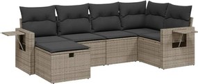 vidaXL 6 részes szürke polyrattan kerti ülőgarnitúra párnákkal