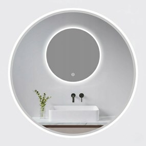 Aquauno Kerek Led-es Megvilágított Tükör 60 cm Fürdőszobai Érintőképernyős Páraelszívó