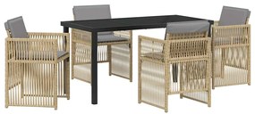 vidaXL Kert étkező szett 5 pcs Bézs Porszórt acél