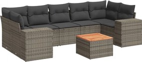 vidaXL 8 részes szürke polyrattan kerti ülőgarnitúra párnákkal