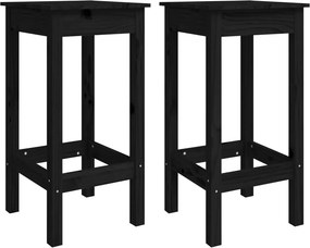 vidaXL 2 db fekete tömör fenyőfa bárszék 40 x 40 x 78 cm