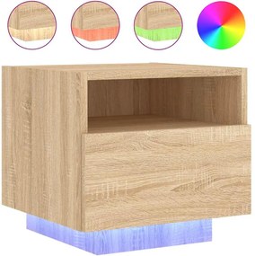 vidaXL sonoma tölgy színű éjjeliszekrény LED-ekkel 40 x 39 x 37 cm