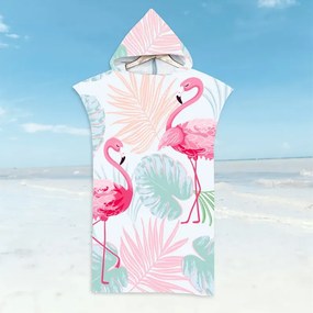 Strand poncsó FLAMINGO családi szett 2db, színes