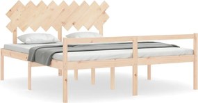 vidaXL tömör fa ágy időseknek fejtámlával Super King Size