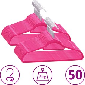 vidaXL 50 db rózsaszín csúszásmentes bársony ruhaakasztó