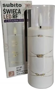 Led gyertya Subito fehér, led lánccal 15 cm*5 cm
