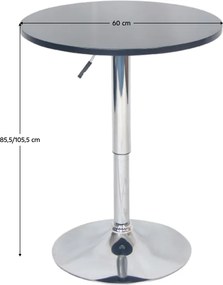 Bárasztal, magasság állítással, króm/ fekete, átmérő 60 cm, BRANY 2 NEW