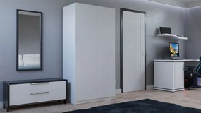 SD-90 gardróbszekrény akasztós és polcos résszel, fehér