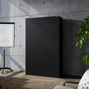 JAN II irodai, irattartó fémszekrény, 1150 x 1850 x 400 mm, fekete