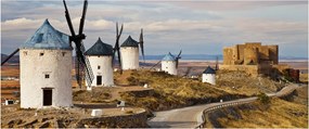 Kép - Consuegra szélmalmai, Spanyolország (120x50 cm)