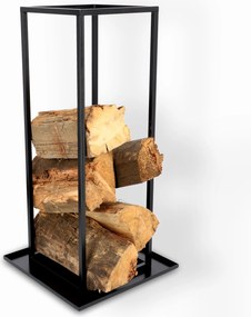 Kandalló Fa Állvány Fa Kosár Fekete