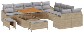 vidaXL Kerti Kanapé Szett párnával tárolóval 13 pcs Bézs Poli rattan