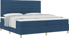 vidaXL Boxrugós ágy matracmal fejtámlával Kék 200 x 200 cm szövet
