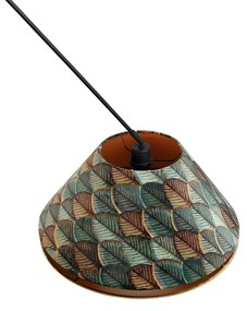 Függőlámpa fekete dupla bársony lámpabúrával, levélmintás, bézs - Blitz