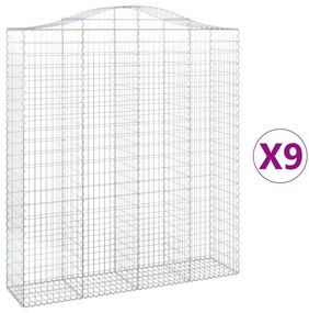 9 db íves horganyzott vas gabion kosár 200x50x220/240 cm